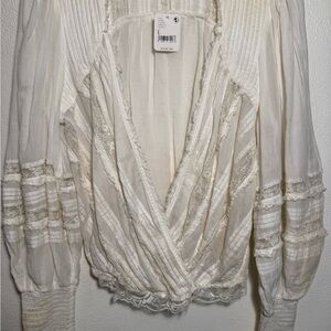 Free people White Lace Detail Blouse